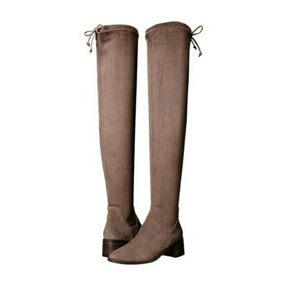 Free People Coast To Coast Otk Over the Knee Suede Tan Taupe Block Heel Boots - Picture 4 of 10